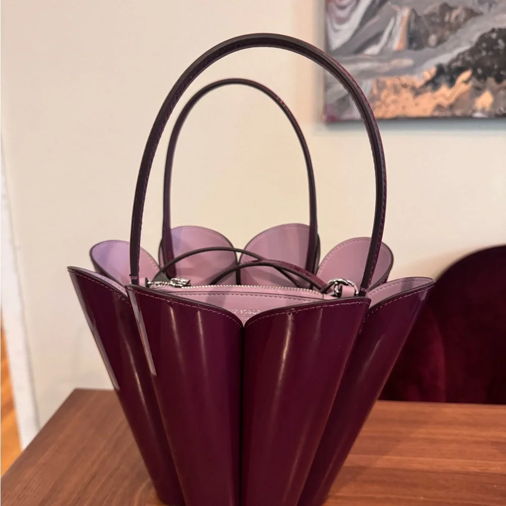 Kate spade the patent spade flower crossbody bucket Handbag purple NWT - Picture 6 of 8